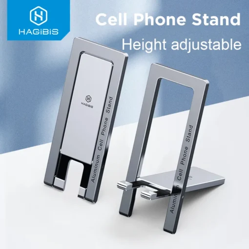 Hagibis Foldable Cell Phone Stand Metal Desktop Holder Adjustable Portable Phone Cradle Dock for iPhone 13 12 Pro Max SE Xiaomi 1