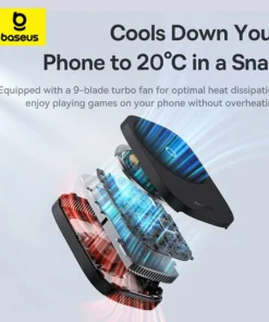 【New】Baseus Phone Cooler Support Magnetic 15W Wireless Charging Gaming Radiator with Mobile Phone Stand for iPhone Cooling Fan 2