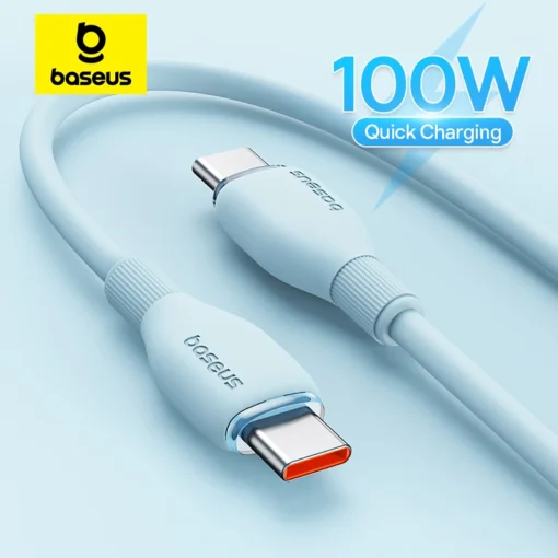 Baseus PD 100W USB C Cable For iPhone 15 Fast Charging Cable For Samsung Xiaomi Huawei Macbook Data Wire Charging Cable Soft TPE 1