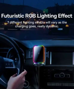 Baseus Car Phone Holder Infrared RGB15W QI Wireless Phone Charger for iPhone Xiaomi Samsung Car Mount Fast Charging Easy Control 2