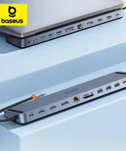 Baseus EliteJoy Gen2 12-in-1 USB C HUB 4K@60Hz DP Dual HDMI-compatible + Gigabit Ethernet Port + 3*USB 3.0 + TF/SD Card Reader 1