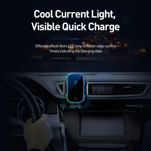 Baseus 15W QI Wireless Charger Car Phone Holder for iPhone 15 Samsung Xiaomi Car Mount Infrared Fast Charging Car Charger Holder 6