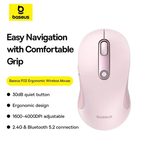 Baseus Wireless Mouse Gen 2 F02 Bluetooth 2.4G 4000 DPI Gaming Mouse with Customizable Buttons for PC MacBook Tablet Laptop Mice 1