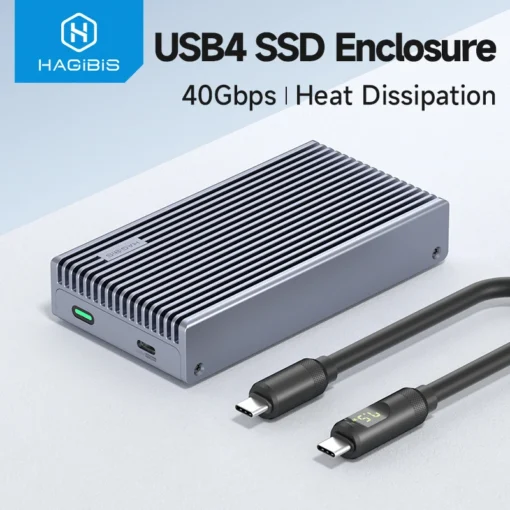 Hagibis 40Gbps USB4 M.2 NVMe SSD Enclosure With LED Display USB4 Cable for Thunderbolt 4/3 USB 3.2/3.1/3.0 B+M M-Key SSD Case 1