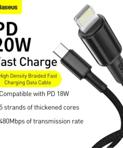 Baseus 20W PD USB Type C Cable for iPhone 14 13 12 Pro Max Fast Charging Charger  For iPhone 11 Xs X Type-C USB C Data Wire Cord 2