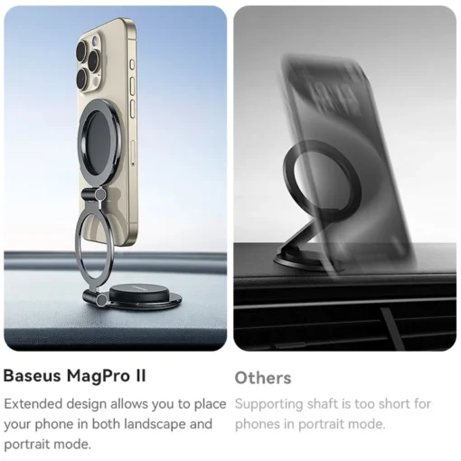 Baseus Magnetic Car Mobile Phone iPhone Holder Foldable Mount Stand Phone Holder for iPhone 13 14 15 Dashboard Center Console 3