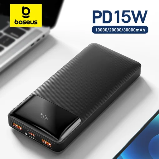 Baseus 15W Power Bank  20000mAh Dual Charging Portable Charger High Capacity Power Library For iPhone Xiaomi 1