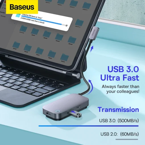 Baseus USB C Hub for iPad Pro 11 12.9 HDMI-Compatible 4K 30Hz USB Hub PD 100W Port  SD TF Card Reader for Steam Deck USB 3.0 Hub 6