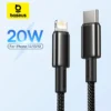 Baseus 20W USB C Cable for iPhone 14 13 11 8 XR PD Fast Charge for iPhone 12 SE USB Type C Cable Fast Charging for Macbook Cable 1