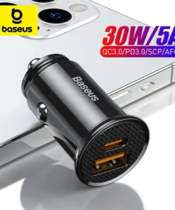 Baseus 30W USB Car Charger Quick Charge 4.0 3.0 FCP SCP USB PD For Xiaomi iPhone 15 14 Pro Max Fast Charging Car Phone Charger 1