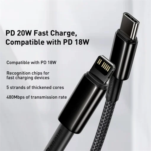 Baseus 20W USB C Cable for iPhone 14 13 11 8 XR PD Fast Charge for iPhone 12 SE USB Type C Cable Fast Charging for Macbook Cable 2