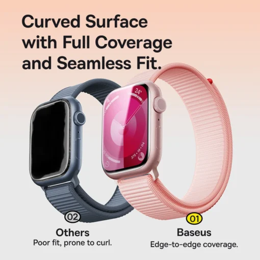 Baseus Tempered Glass For Apple Watch 9 8 7 45/41mm Screen Protector for iWatch 4 5 6 SE SE2 44/40mm Full-Cover Protective Film 4