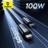 Baseus 20Gbps USB C Data Cable For MacBook 100W Fast Charging Cable For iPhone 15 Promax 4K@60Hz Type C to Type C Wire 1