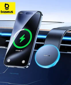 Baseus Magnetic Bendable 15W Car Mobile Phone Holder Wireless Charger Phone Holder for iPhone 12-15 Dashborad Center Console 1