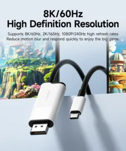 Hagibis  USB C to DisplayPort Cable 8K@60Hz 4K@144Hz 2K165Hz Type-C to DP Adapter Compatible With Thunderbolt 4/3 iPhone 15 XPS 4