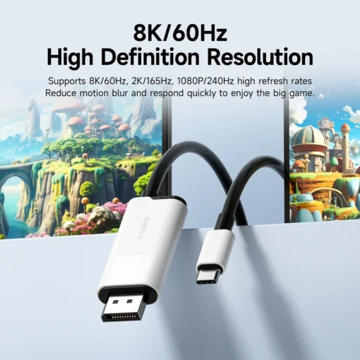 Hagibis  USB C to DisplayPort Cable 8K@60Hz 4K@144Hz 2K165Hz Type-C to DP Adapter Compatible With Thunderbolt 4/3 iPhone 15 XPS 4