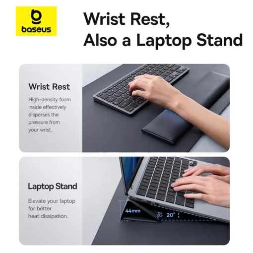 【New Sale】Baseus Smart Desk Mat with Wireless Charger for Gaming Office Wrist Rest Laptop Phone Stand Holder Keyboard Mouse Pad 5