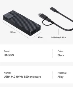 Hagibis USB 4.0 40Gbps M.2 NVMe SSD Enclosure Compatible with Thunderbolt 4/3 USB 3.2/3.1/3.0 ASM2464 External Hard Drive Case 6