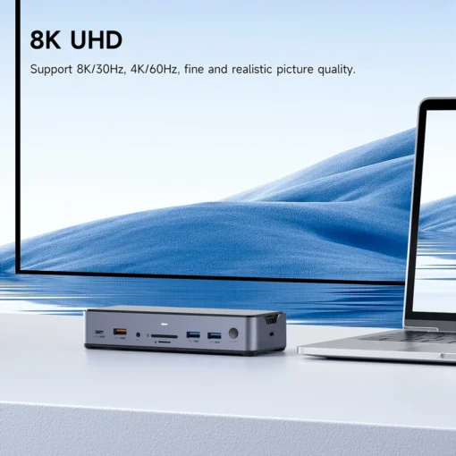 Hagibis USB C Docking Station Type C to 8K DP HDMI-Compatible Triple Display M.2 SSD PD3.0 RJ45 15 in 1 USB C HUB for PC Laptops 5