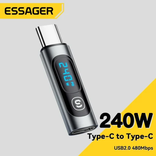 Essager 240W USB C Adapter Type C to USB C 3.0 2.0 OTG Connector Digital Display Data Adapter 100W For Macbook Pro Air Samsung 1