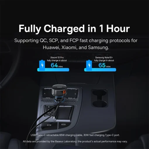 Baseus Car Charger 2 in 1 30W 25W For MacBook Samsung Xiaomi Cable for iPhone USB C Cable for IP/Type-C  Charging Retractable 4