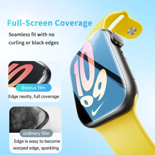 Baseus 2Pcs Nano Screen Protector For Apple Watch 8 7 6 SE SE2 5 4 Soft Hydrogel 40/41/44/45mm Full-coverage Protective Film 2