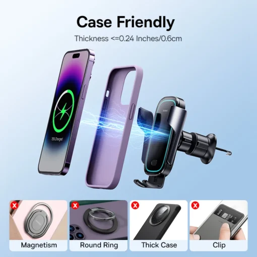 Baseus Car Wireless Charger Car Phone Holder Auto for iPhone 15 Samsung Xiaomi Phone Holder Car Holder 15W Air Vent Mount Holder 4