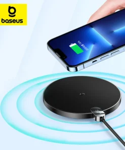 Baseus 15W Wireless Chargers For iPhone 15 14 Samsung LED Display Desktop Wireless Charging Pad For Airpods Fast Charger 1