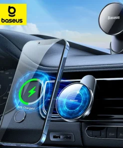 Baseus Magnetic Car Phone Holder Wireless Charger for Apple iPhone 15 14 13 12 11 Pro Max Wireless Charging Phone Holder Charger 1