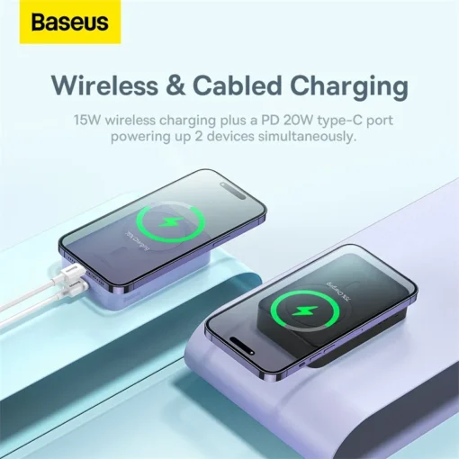 Baseus Power Bank 20000mAh 20W Wireless Magnetic Phone Charger Powerbank Fast Charging For iPhone 15 14 13 12 Series 3