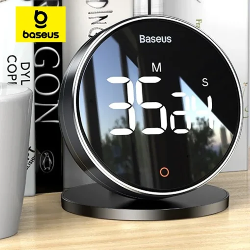 Baseus Magnetic Countdown Alarm Clock Kitchen Timer Manual Digital Timer Stand Desk Clock Cooking Timer Shower Study Stopwatch 1