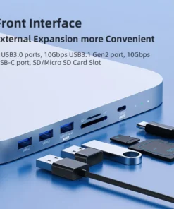 Hagibis USB C Hub for Mac mini M1/M2 with HDD Enclosure 2.5 SATA NVME M.2 SSD HDD Case to USB C Gen 2 DP SD/TF docking station 5