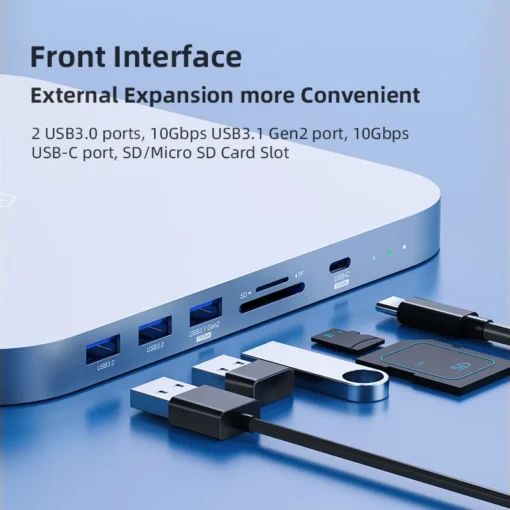 Hagibis USB C Hub for Mac mini M1/M2 with HDD Enclosure 2.5 SATA NVME M.2 SSD HDD Case to USB C Gen 2 DP SD/TF docking station 5