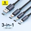Baseus 3 in 1 USB Cable Type C Cable For Samsung Xiaomi Mi 9 Huawei Cable For iPhone 13 12 11 Phone Charger Micro USB Data Cable 1