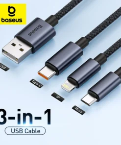 Baseus 3 in 1 USB Cable Type C Cable For Samsung Xiaomi Mi 9 Huawei Cable For iPhone 13 12 11 Phone Charger Micro USB Data Cable 1