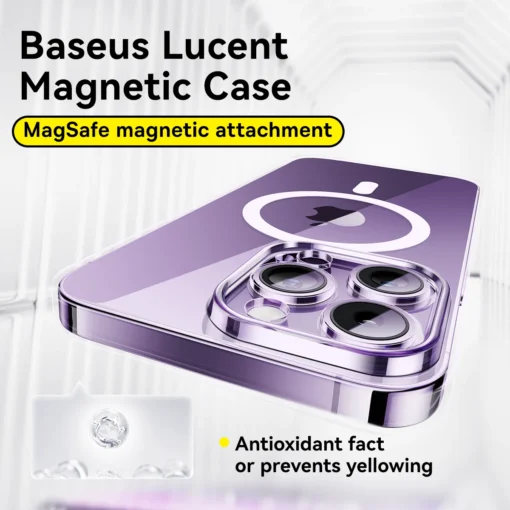 Baseus for iPhone 15 Pro Max Lucent Magnetic Case Hard PC Clear Case for iPhone 15 14 13 Pro Plus Magnet Protective Phone Case 2