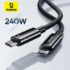 Baseus 240W Super Fast Charge Type-C Cable 6A For Xiaomi 12Pro Redmi K50 Note 11Pro  Quick Charge USB Cable For Macbook 1