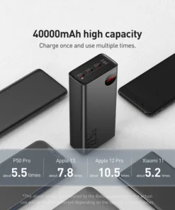 Baseus Power Bank 40000mAh 22.5W Fast Charge PD 20W Fast Charging Portable Charger External Battery For Xiaomi iPhone 15 14 13 2