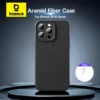 Baseus Luxury Case for iPhone 15 Pro Synthetic Fiber Phone Case for iPhone 15 14 Pro Max Shockproof Full Lens Protection Cover 1