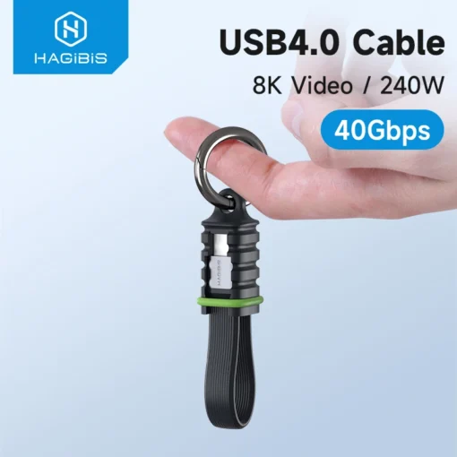 Hagibis Short USB4 Data Cable Portable Keychain Kit 40Gbps USB C to Type C Cable PD 240W for Thunderbolt 3/4 iPhone 15 Pro SSD 1