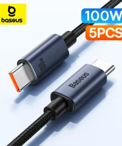 Baseus 5PCS 100W USB C To USB C Cable For iPhone 15 PD Fast Charging Charger Wire Cord For Macbook iPad Samsung Huawei Xiaomi 1
