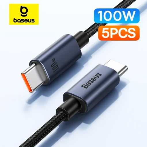 Baseus 5PCS 100W USB C To USB C Cable For iPhone 15 PD Fast Charging Charger Wire Cord For Macbook iPad Samsung Huawei Xiaomi 1