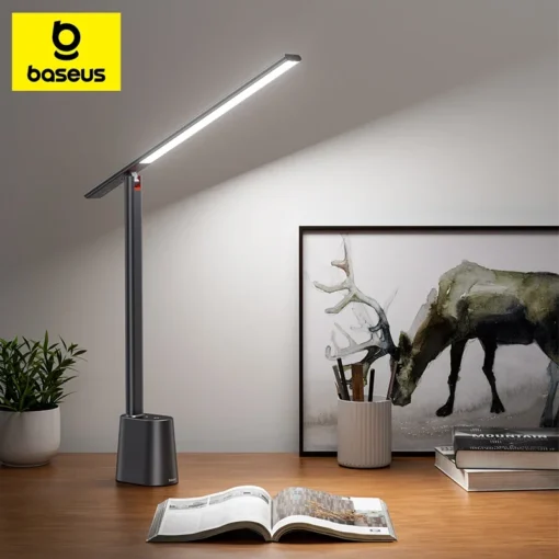 Baseus LED Desk Lamp Eye Protect Study Dimmable Office Light Foldable Table Lamp Smart Adaptive Brightness Bedside Lamp For Read 1