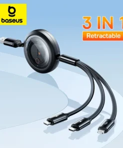 Baseus 3 IN 1 USB Charge Cable for iPhone 14 13 12 Micro USB Type C Cable Retractable Charging Cable For iPhone X 8 Samsung 1