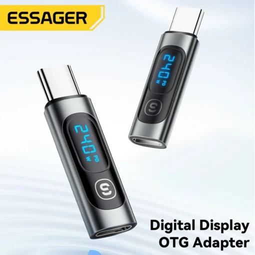 Essager 240W USB C Adapter Type C to USB C 3.0 2.0 OTG Connector Digital Display Data Adapter 100W For Macbook Pro Air Samsung 2