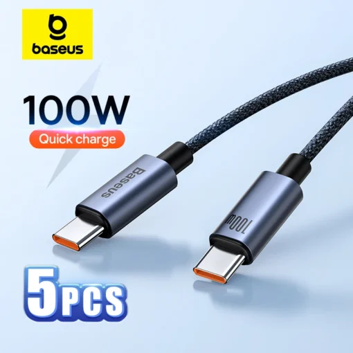 Baseus 2/5PCS 100W USB C To USB C Cable For iPhone 15 PD Fast Charging Charger Wire Cord For Macbook iPad Samsung Huawei Xiaomi 1