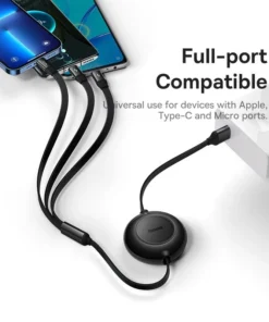 Baseus 3 IN 1 USB Charge Cable for iPhone 13 12 Micro USB Type C Cable Retractable Charging Cable For iPhone X 8 Samsung 6