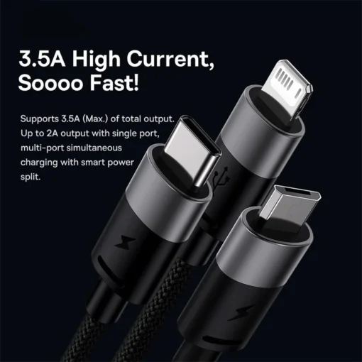 Baseus 3 in 1 USB C Cable for iPhone 14 13 12 Pro 11 3.5A Charger Cable Micro USB C Type C Cable for Macbook Pro Samsung Xiaomi 2