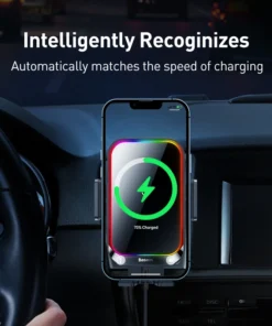 Baseus Car Phone Holder Infrared RGB15W QI Wireless Phone Charger for iPhone Xiaomi Samsung Car Mount Fast Charging Easy Control 4