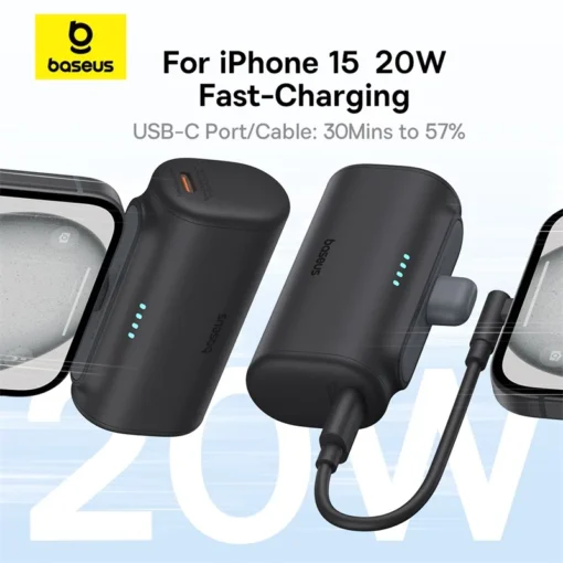 Baseus 20W Compact Power Bank Fast Charging Type-C Edition 5000mah Portable Charger for iPhone 15 Pro Max Xiaomi 5